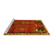 Sideview of Machine Washable Animal Yellow Traditional Rug, wshtr736yw