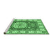 Sideview of Machine Washable Geometric Emerald Green Traditional Area Rugs, wshtr737emgrn