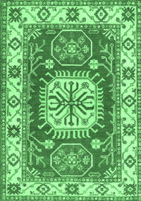 Geometric Emerald Green Traditional Rug, tr737emgrn