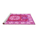 Sideview of Machine Washable Geometric Pink Traditional Rug, wshtr737pnk