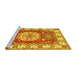 Sideview of Machine Washable Geometric Yellow Traditional Rug, wshtr737yw