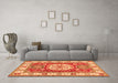 Machine Washable Geometric Orange Traditional Area Rugs in a Living Room, wshtr737org