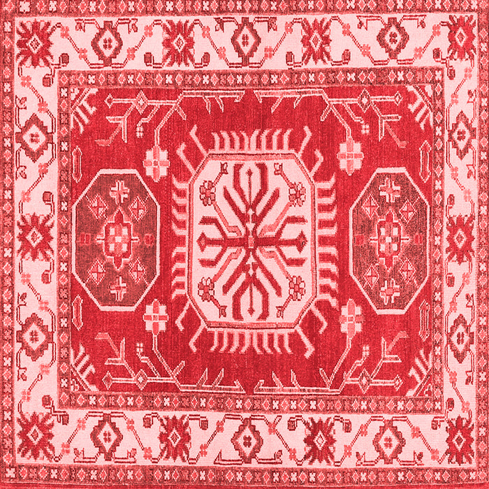 Machine Washable Geometric Red Traditional Rug, wshtr737red