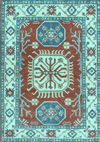 Geometric Light Blue Traditional Rug, tr737lblu