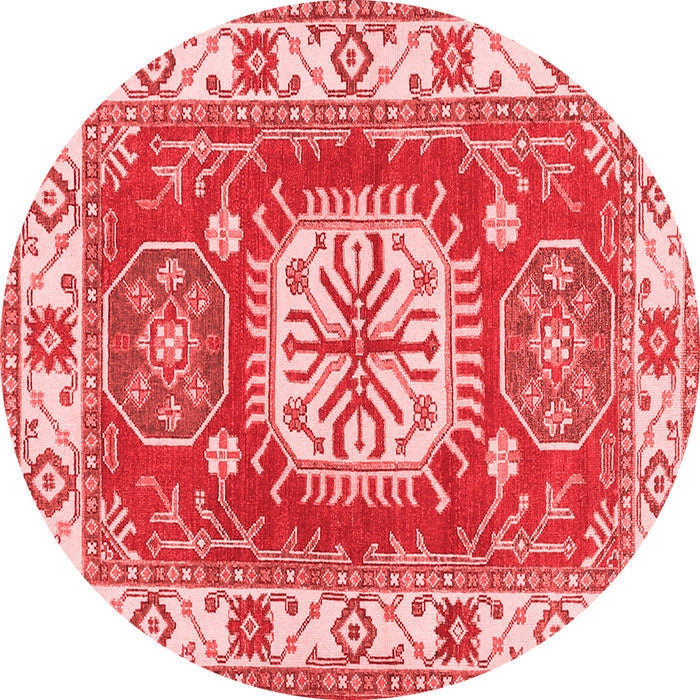 Machine Washable Geometric Red Traditional Rug, wshtr737red