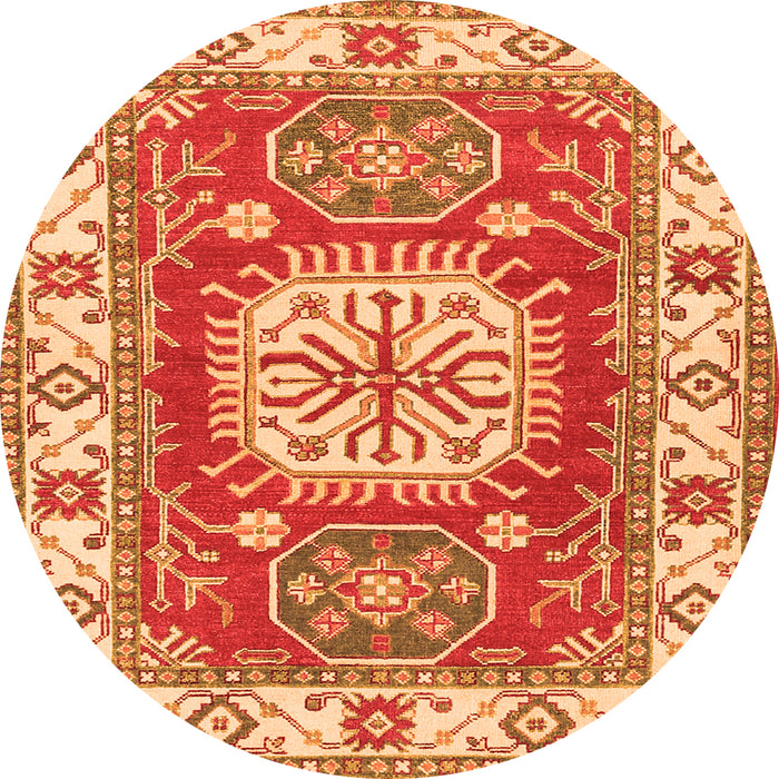 Square Geometric Orange Traditional Rug, tr737org