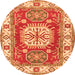 Square Geometric Orange Traditional Rug, tr737org