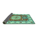 Sideview of Geometric Turquoise Traditional Rug, tr737turq