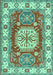 Machine Washable Geometric Turquoise Traditional Area Rugs, wshtr737turq