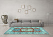 Machine Washable Geometric Light Blue Traditional Rug in a Living Room, wshtr737lblu