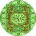 Square Geometric Green Traditional Rug, tr737grn