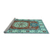 Sideview of Machine Washable Geometric Light Blue Traditional Rug, wshtr737lblu