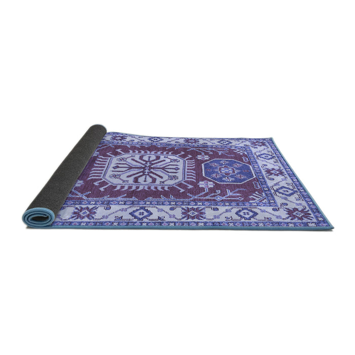 Sideview of Geometric Blue Traditional Rug, tr737blu