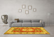 Machine Washable Geometric Yellow Traditional Rug in a Living Room, wshtr737yw