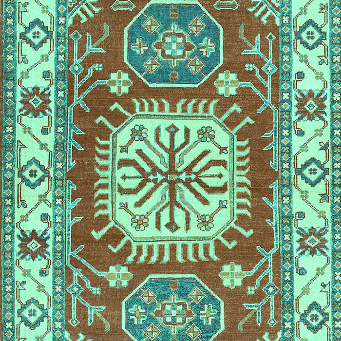 Geometric Turquoise Traditional Rug, tr737turq