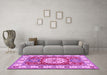 Machine Washable Geometric Purple Traditional Area Rugs in a Living Room, wshtr737pur