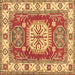 Square Geometric Brown Traditional Rug, tr737brn