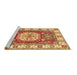 Sideview of Machine Washable Geometric Brown Traditional Rug, wshtr737brn