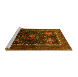 Sideview of Machine Washable Persian Yellow Traditional Rug, wshtr738yw