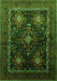 Serging Thickness of Machine Washable Persian Green Traditional Area Rugs, wshtr738grn