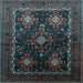 Square Machine Washable Persian Light Blue Traditional Rug, wshtr738lblu