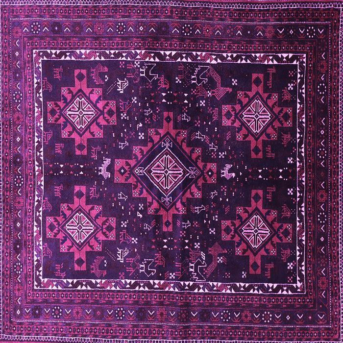 Square Machine Washable Persian Purple Traditional Area Rugs, wshtr738pur
