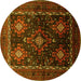 Round Persian Yellow Traditional Rug, tr738yw