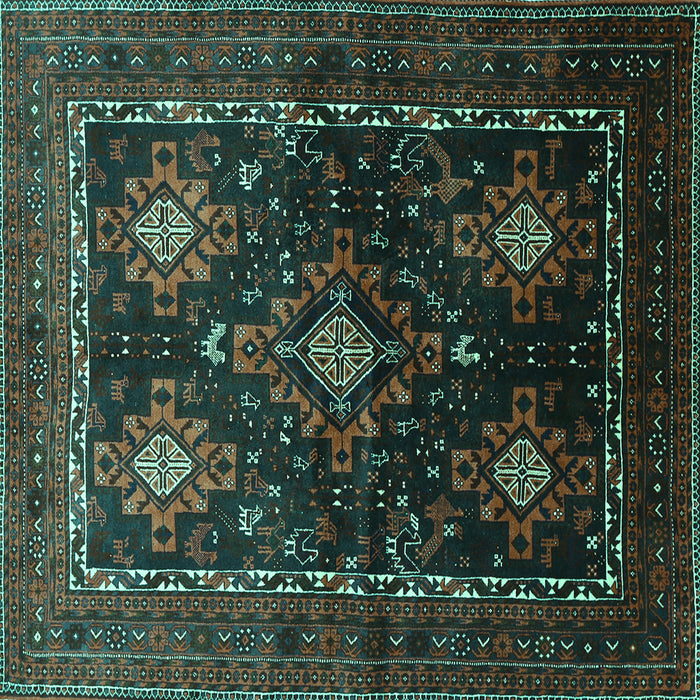 Square Persian Turquoise Traditional Rug, tr738turq