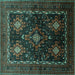 Square Persian Turquoise Traditional Rug, tr738turq