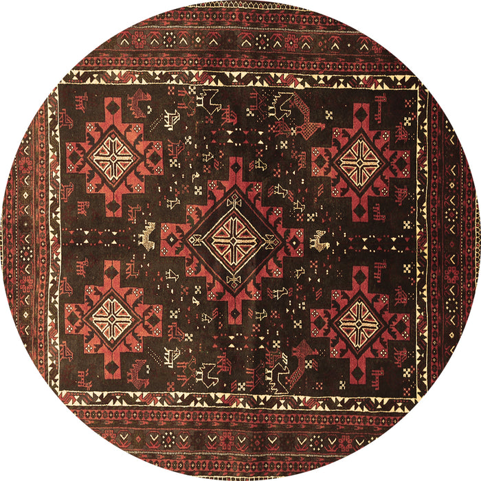 Round Persian Brown Traditional Rug, tr738brn