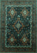 Machine Washable Persian Turquoise Traditional Area Rugs, wshtr738turq