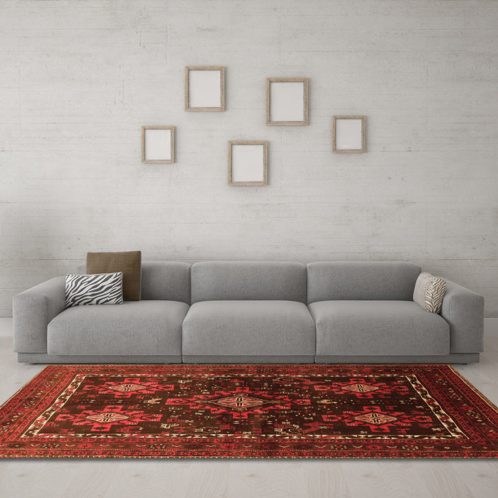 Machine Washable Persian Orange Traditional Area Rugs in a Living Room, wshtr738org