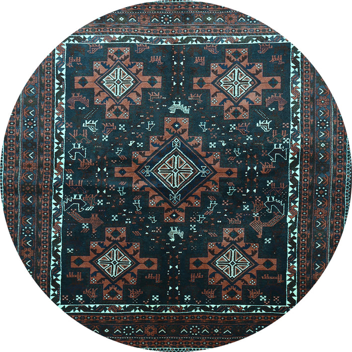 Round Persian Light Blue Traditional Rug, tr738lblu