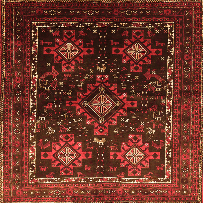 Round Machine Washable Persian Orange Traditional Area Rugs, wshtr738org