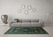 Machine Washable Persian Turquoise Traditional Area Rugs in a Living Room,, wshtr738turq