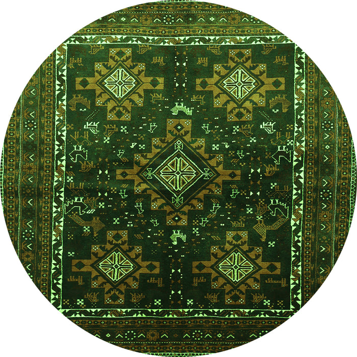 Square Persian Green Traditional Rug, tr738grn