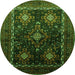 Square Persian Green Traditional Rug, tr738grn