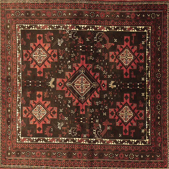 Square Persian Brown Traditional Rug, tr738brn