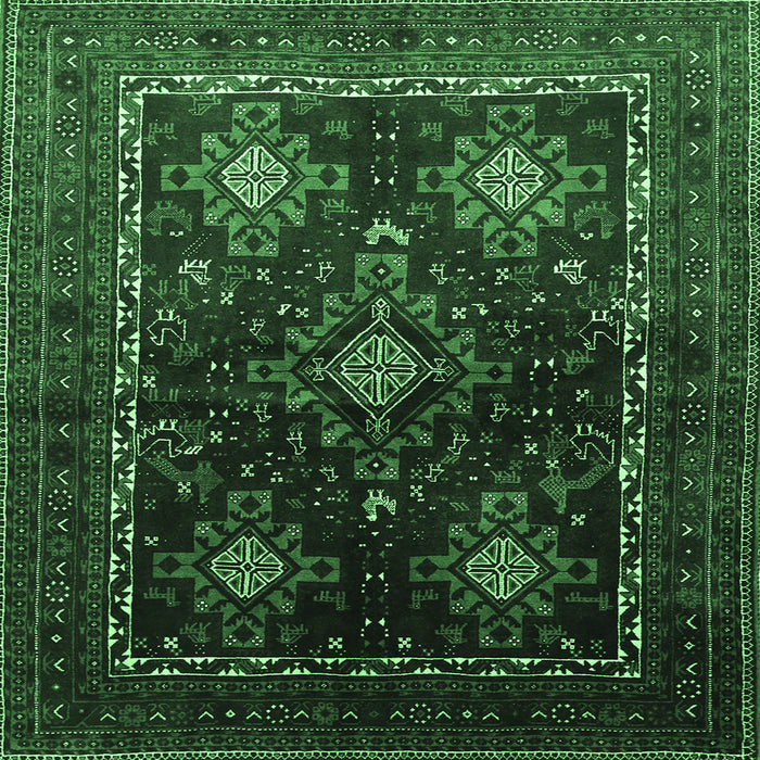 Square Persian Emerald Green Traditional Rug, tr738emgrn