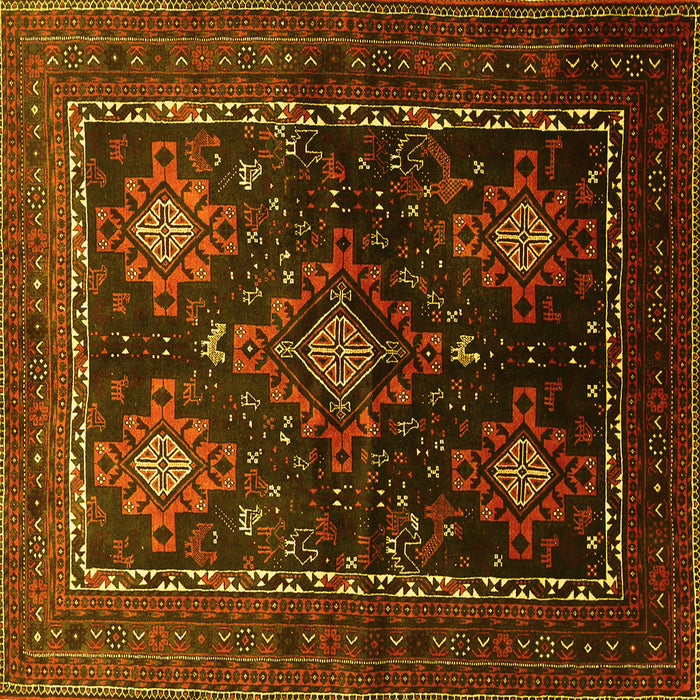 Square Persian Yellow Traditional Rug, tr738yw
