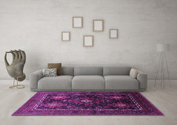 Machine Washable Persian Purple Traditional Area Rugs in a Living Room, wshtr738pur