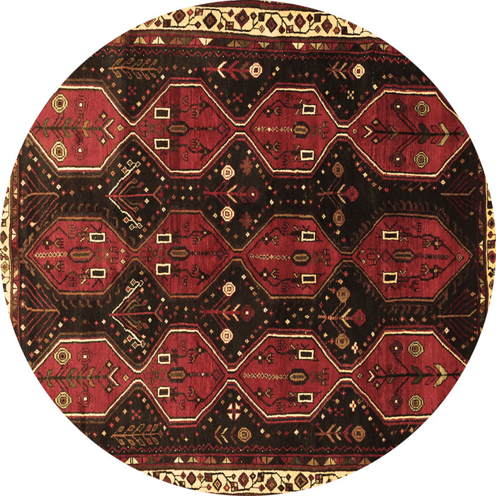 Round Persian Brown Traditional Rug, tr739brn