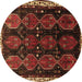 Round Persian Brown Traditional Rug, tr739brn