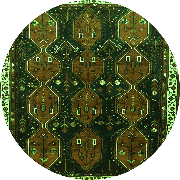 Square Persian Green Traditional Rug, tr739grn