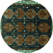 Round Machine Washable Persian Turquoise Traditional Area Rugs, wshtr739turq