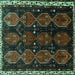 Square Machine Washable Persian Turquoise Traditional Area Rugs, wshtr739turq