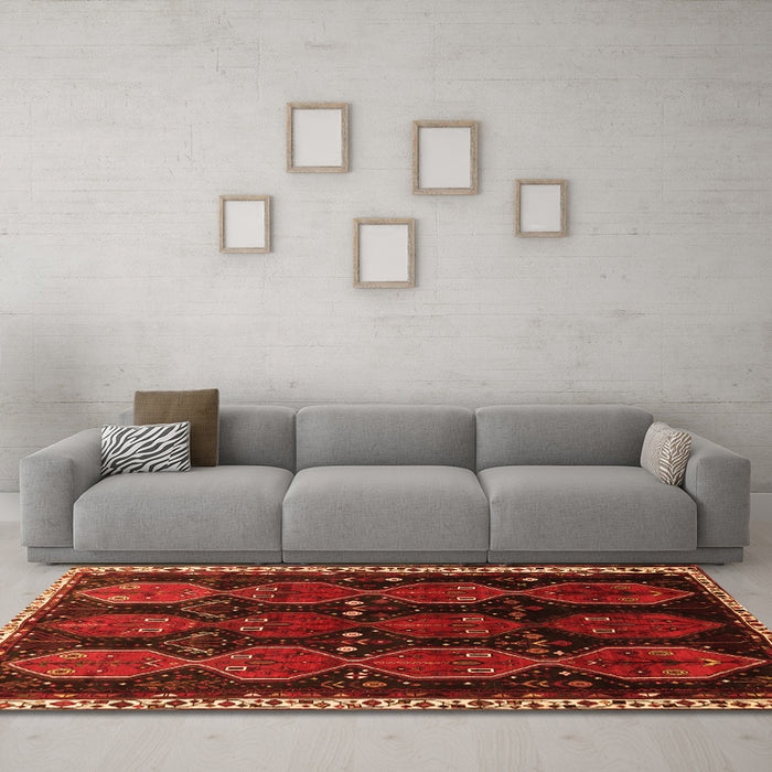 Machine Washable Persian Orange Traditional Area Rugs in a Living Room, wshtr739org
