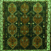 Round Machine Washable Persian Green Traditional Area Rugs, wshtr739grn