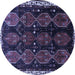 Round Persian Blue Traditional Rug, tr739blu