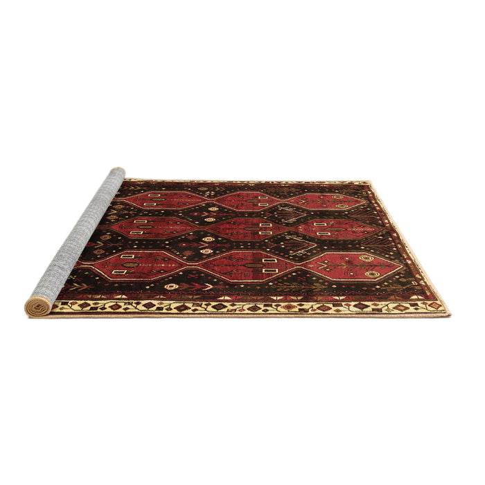 Sideview of Machine Washable Persian Brown Traditional Rug, wshtr739brn
